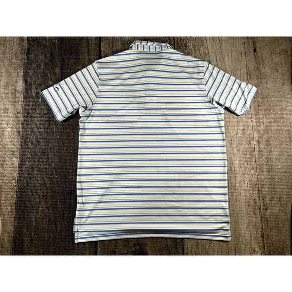 Peter Millar Summer Comfort Kissing Camels Striped Polo White Blue Polo Shirt XL - Picture 6 of 7